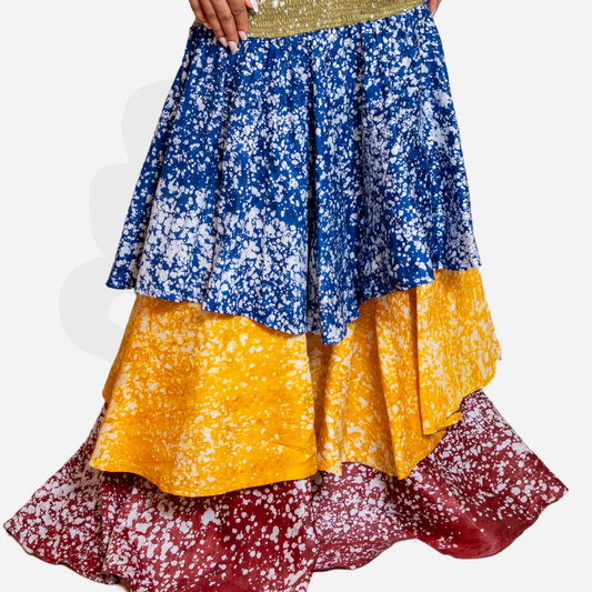Colorful figure toning Summer Dress with Layers -Dyes of Desire