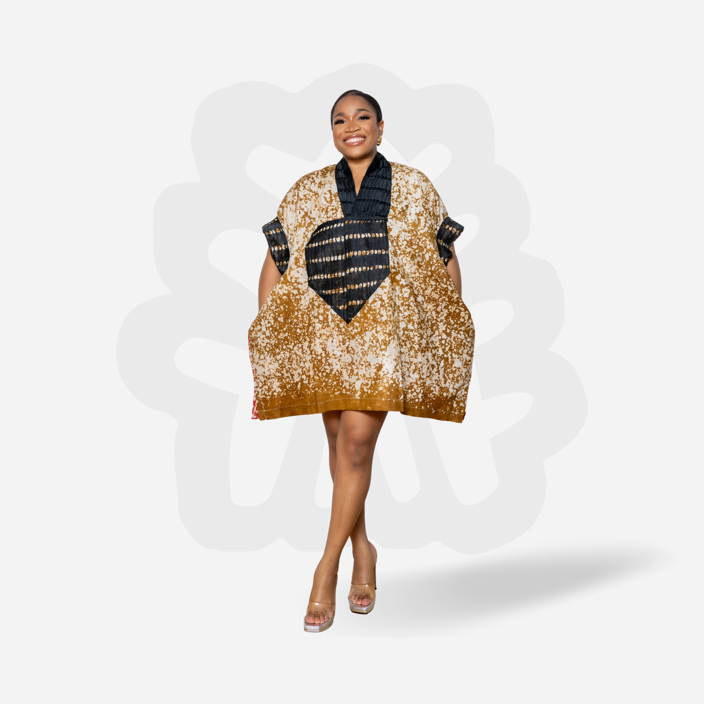 Lux Adire mini kaftan - Adire and Aso-Oke fabric Kaftan Bubu