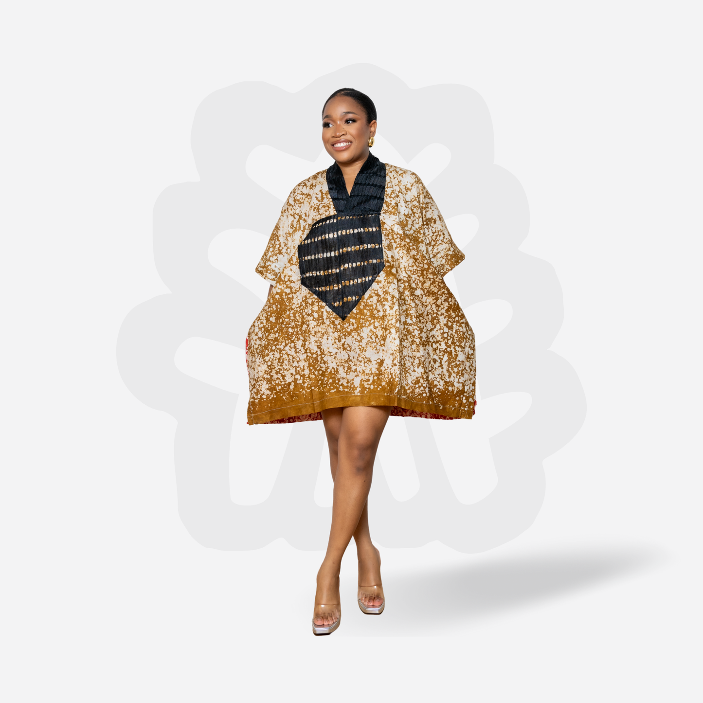 Lux Adire mini kaftan - Adire and Aso-Oke fabric Kaftan Bubu