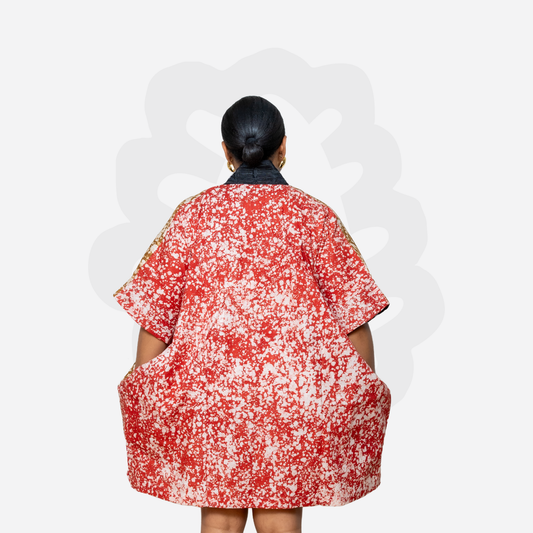 Lux Adire mini kaftan - Adire and Aso-Oke fabric Kaftan Bubu
