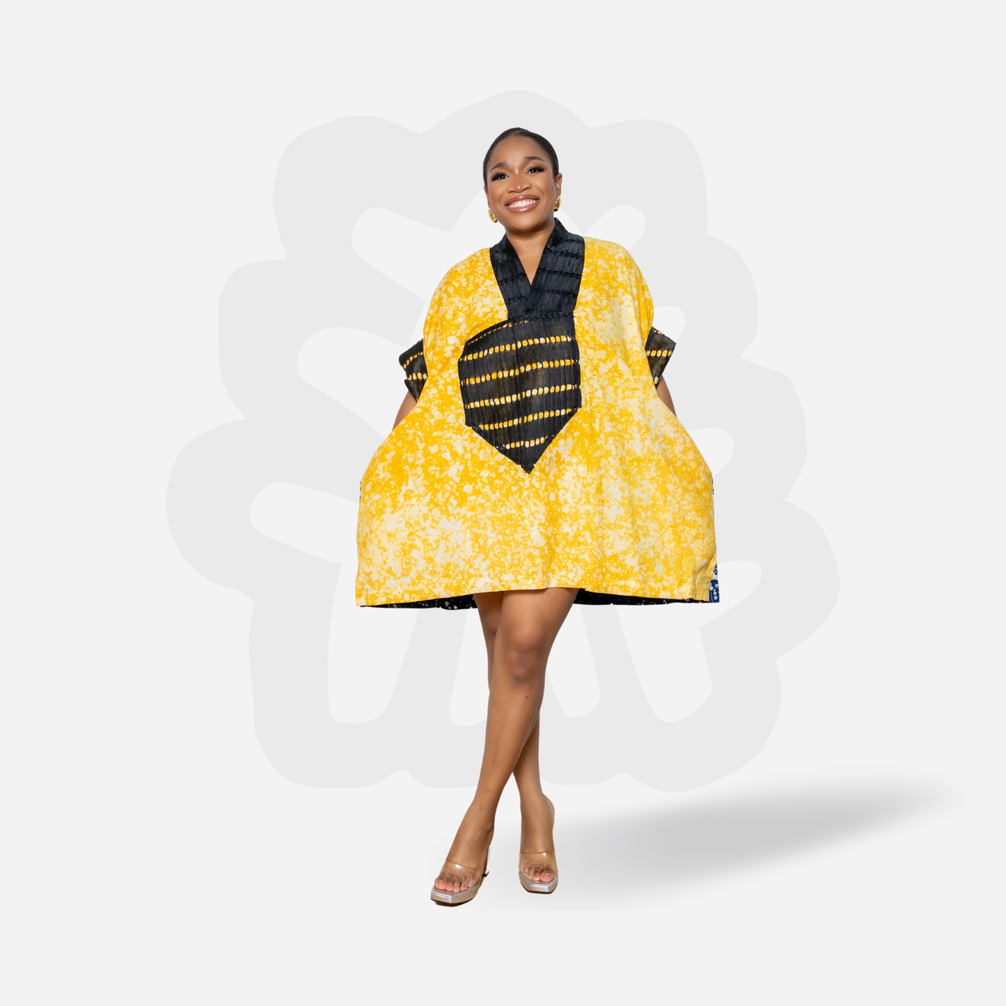 Lux Adire mini kaftan - Adire and Aso-Oke fabric Kaftan Bubu