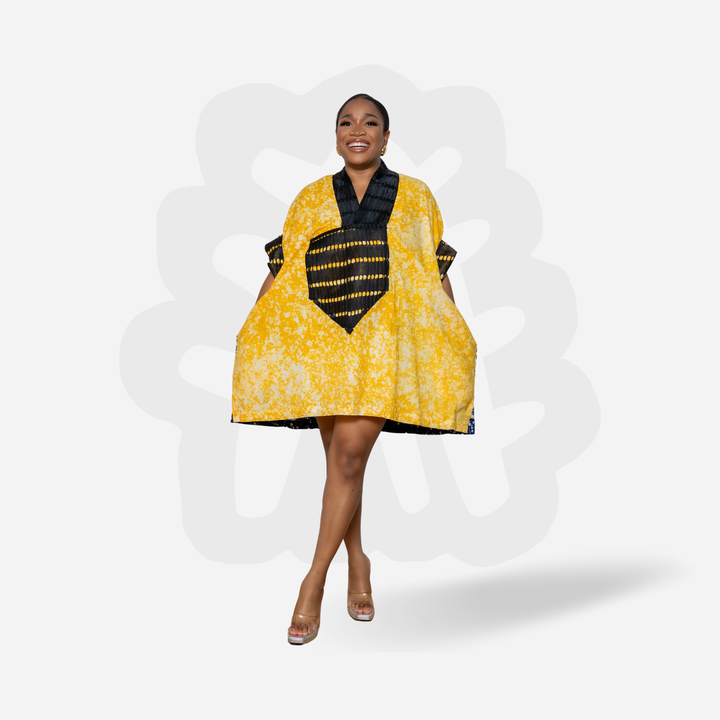 Lux Adire mini kaftan - Adire and Aso-Oke fabric Kaftan Bubu