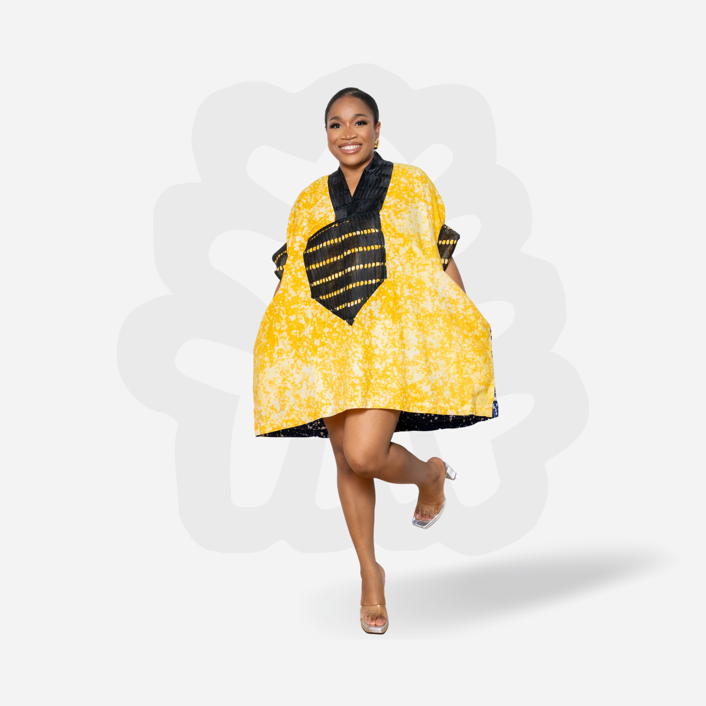 Lux Adire mini kaftan - Adire and Aso-Oke fabric Kaftan Bubu