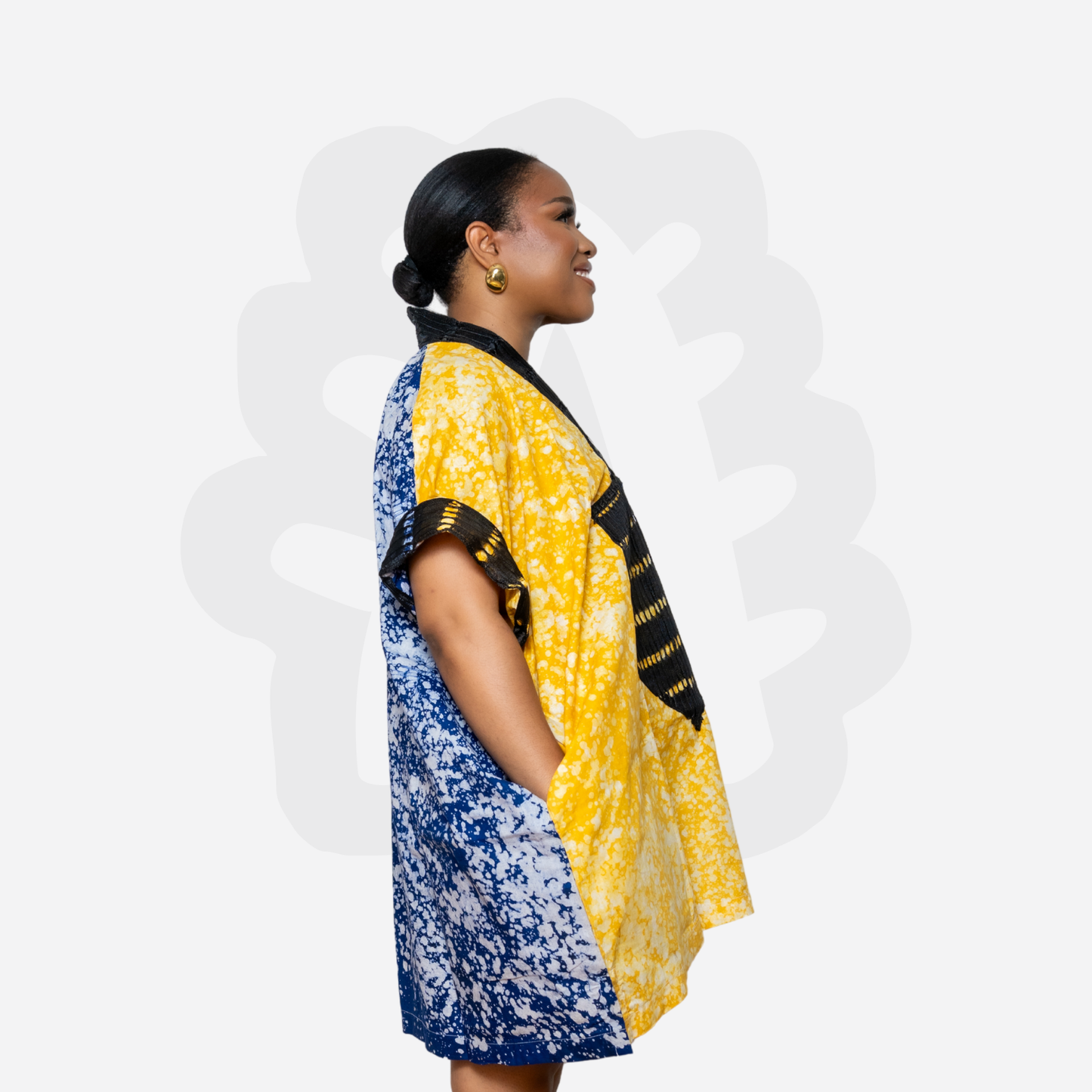 Lux Adire mini kaftan - Adire and Aso-Oke fabric Kaftan Bubu