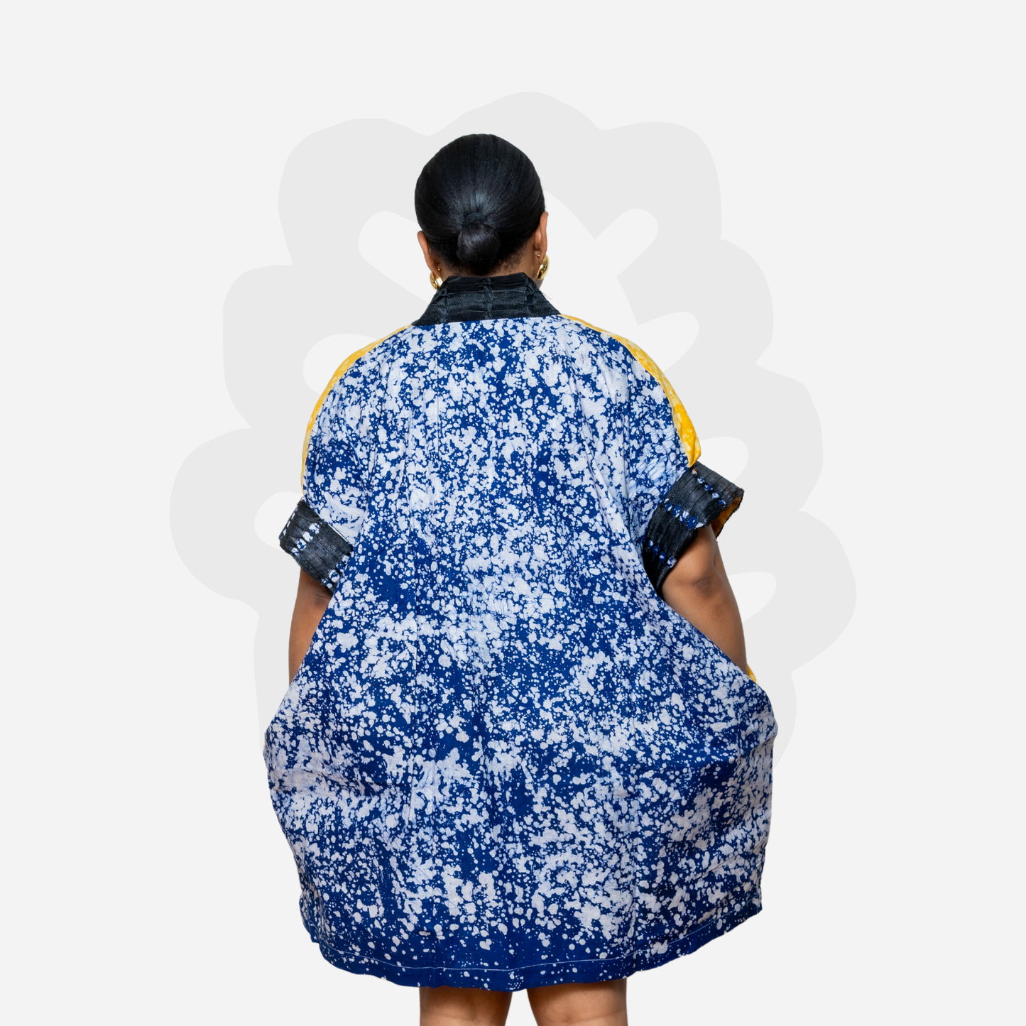 Lux Adire mini kaftan - Adire and Aso-Oke fabric Kaftan Bubu