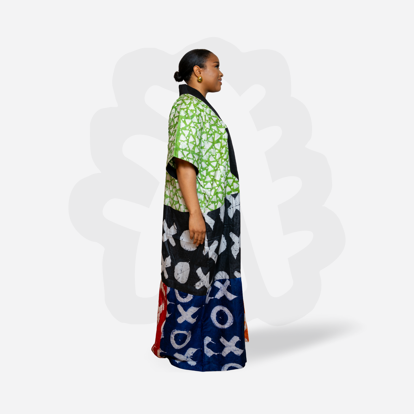 Lux Black and green holiday Maxi Gown Kaftan Bubu