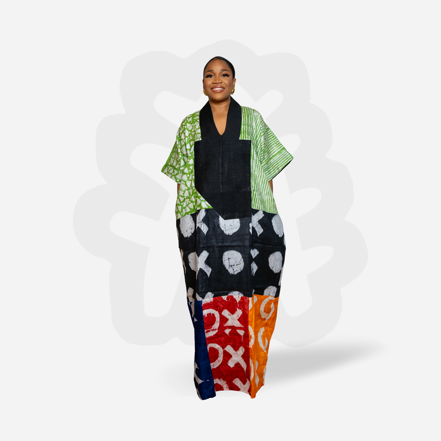 Lux Black and green holiday Maxi Gown Kaftan Bubu