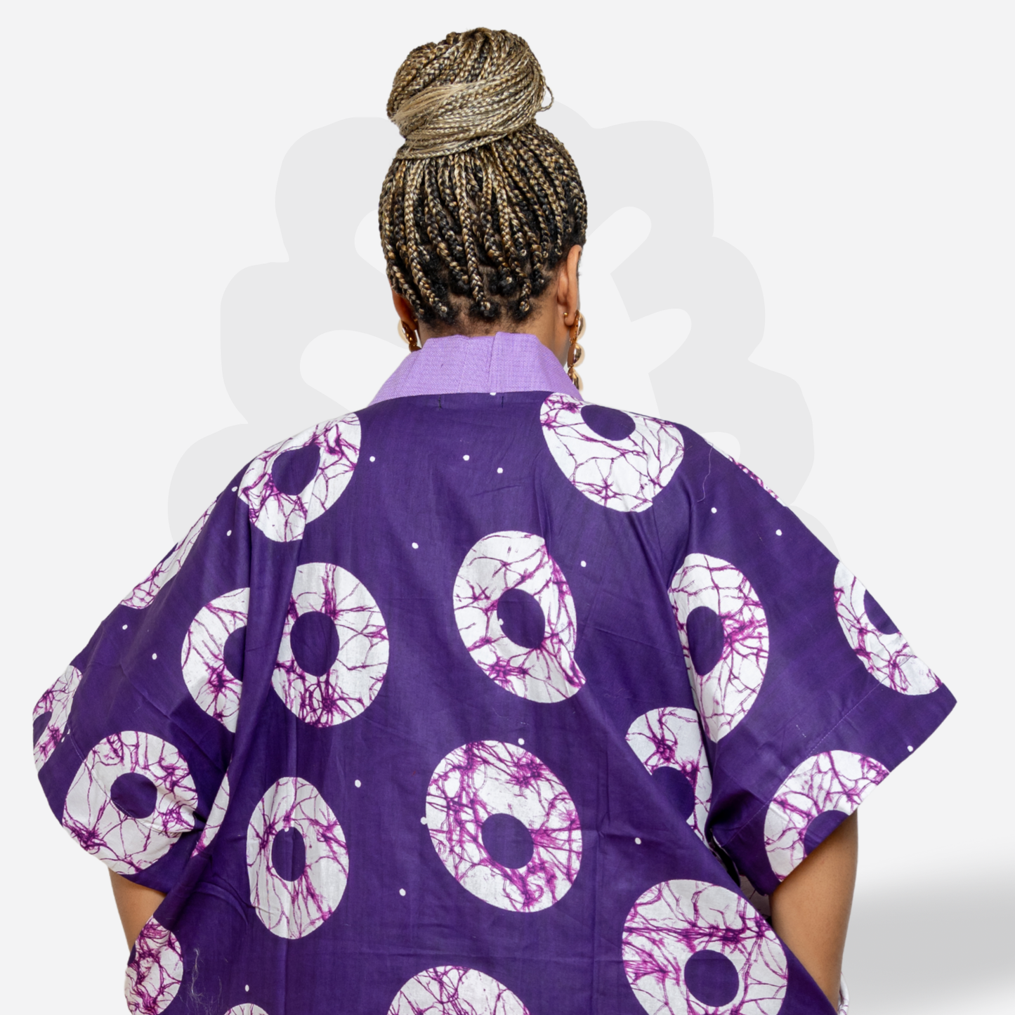 Green and purple circle pattern Ankara fabric colorful Kaftan Bubu