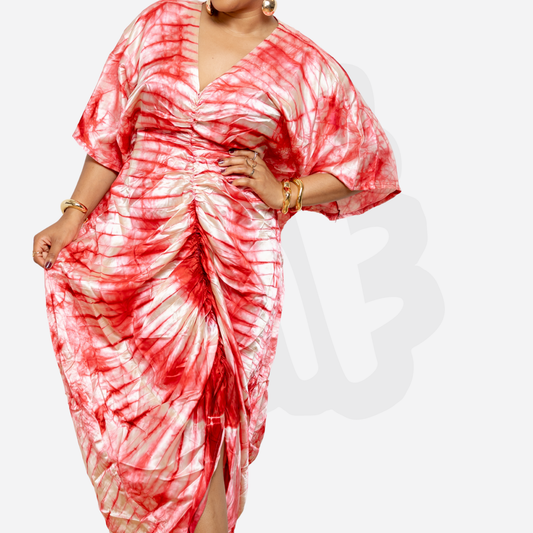 Summery Adire Silk Kaftan Bubu with inner belt