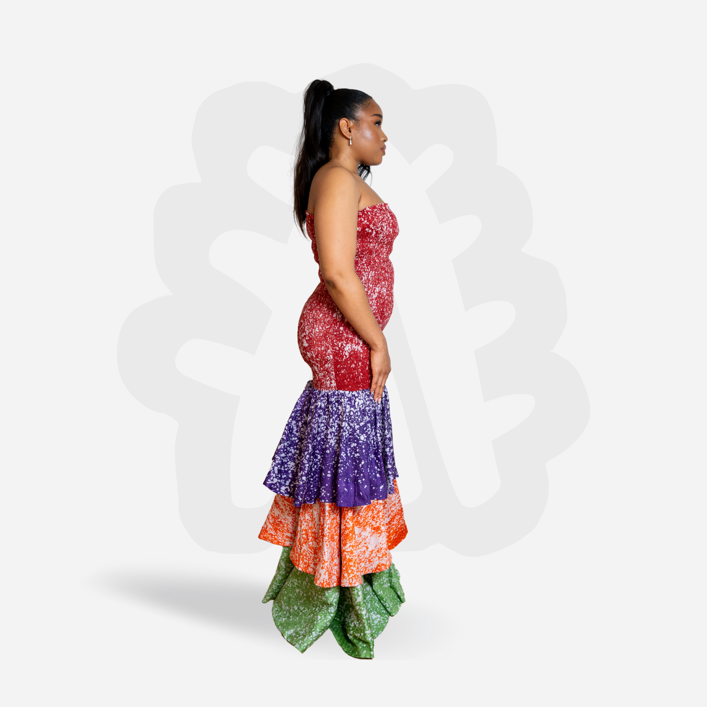 Colorful figure toning Summer Dress with Layers -Dyes of Desire