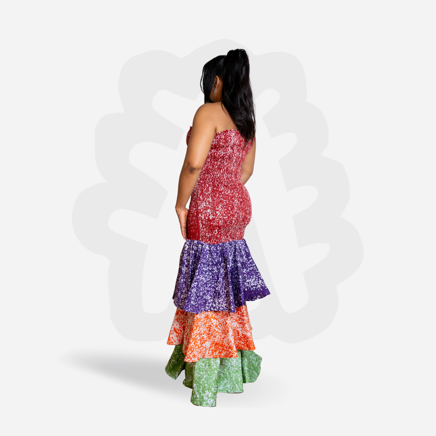 Colorful figure toning Summer Dress with Layers -Dyes of Desire