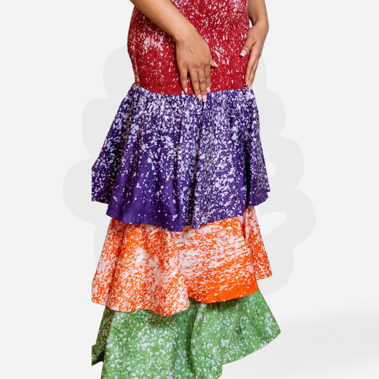 Colorful figure toning Summer Dress with Layers -Dyes of Desire