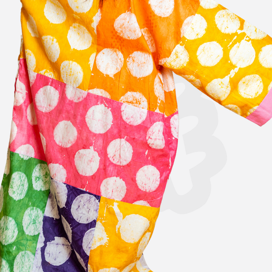Colorful pattern Kimono Adire and Aso-Oke fabric