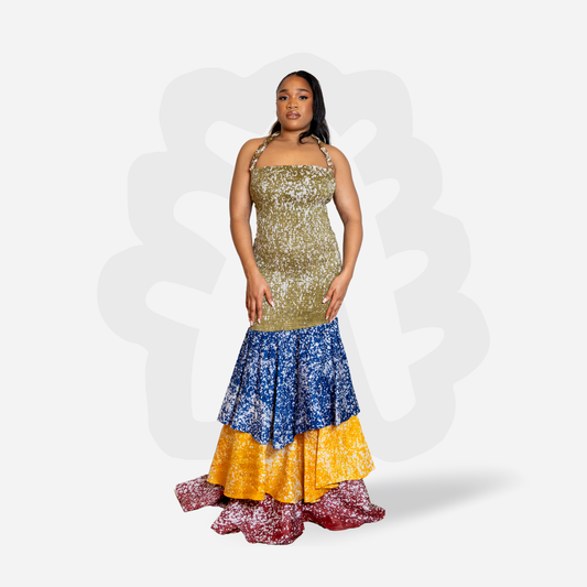Colorful figure toning Summer Dress with Layers -Dyes of Desire