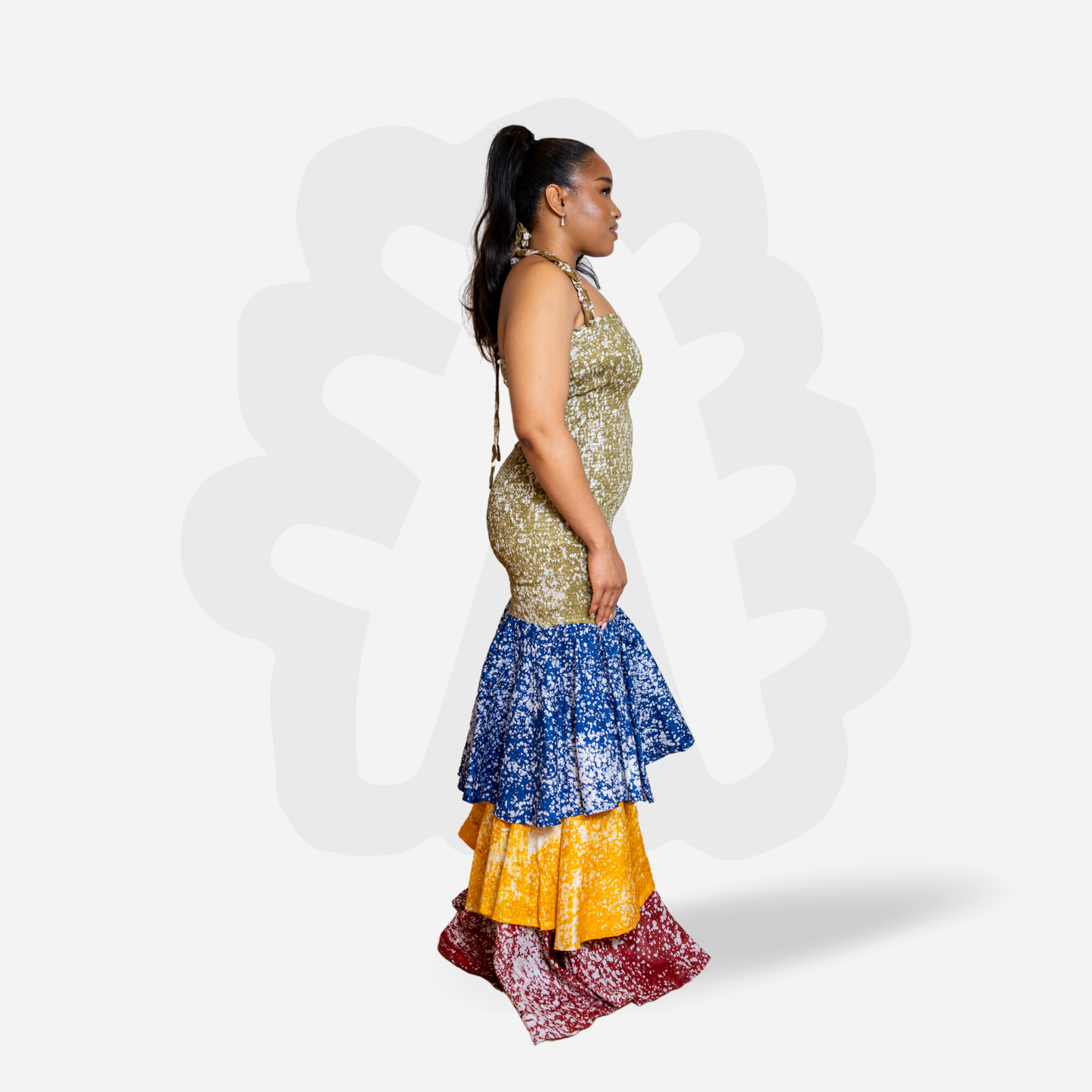 Colorful figure toning Summer Dress with Layers -Dyes of Desire