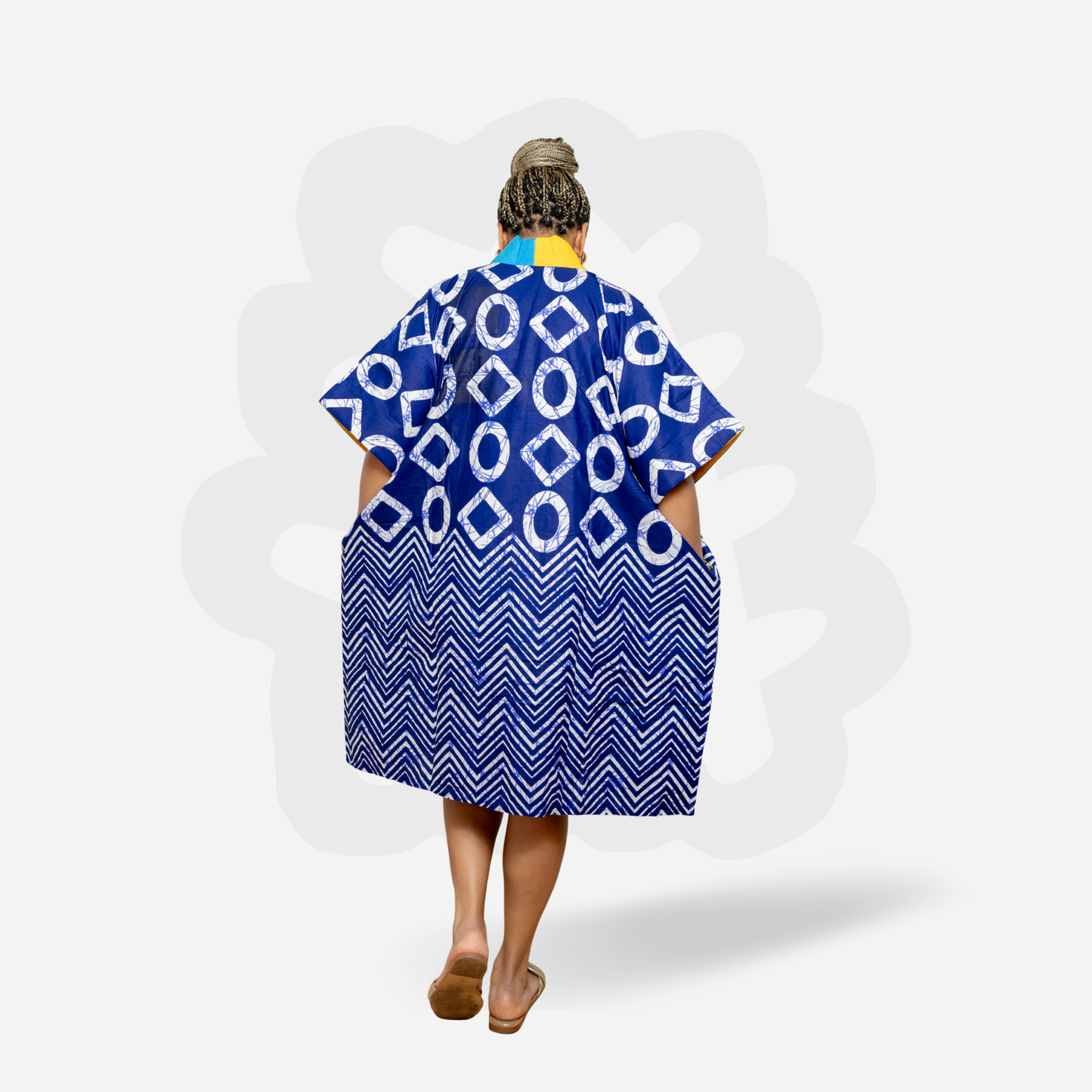 Short Holiday Ankara Gown - Aso-Oke fabric - mini Kaftan Bubu